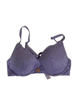 Savage X Fenty Romantic Corded Lace Push-up Bra 32C Lavender Front Close